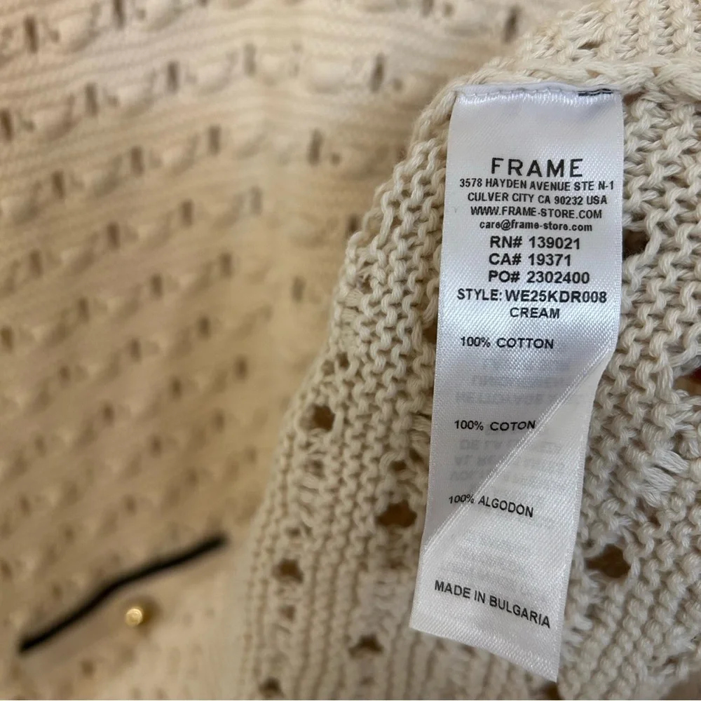 Frame The Bauble Crochet Cotton Minidress in Cream Size M - Picture 15 of 15